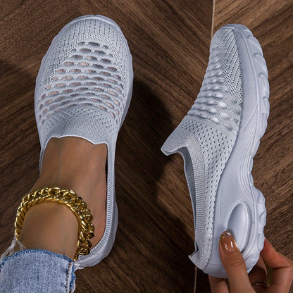 Women's Breathable Mesh Mule Sneakers, Casual Slip On Outdoor Shoes, Comfortable Sock Shoes plus size