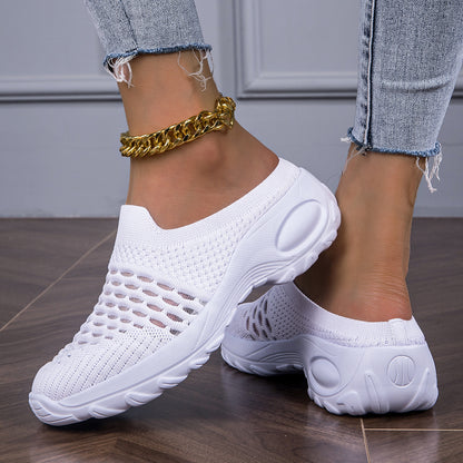 Women's Breathable Mesh Mule Sneakers, Casual Slip On Outdoor Shoes, Comfortable Sock Shoes plus size