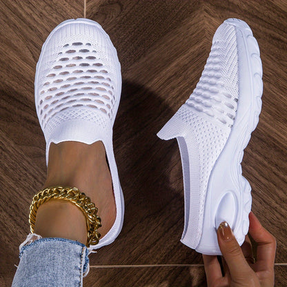 Women's Breathable Mesh Mule Sneakers, Casual Slip On Outdoor Shoes, Comfortable Sock Shoes plus size