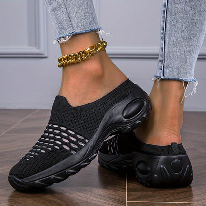 Women's Breathable Mesh Mule Sneakers, Casual Slip On Outdoor Shoes, Comfortable Sock Shoes plus size