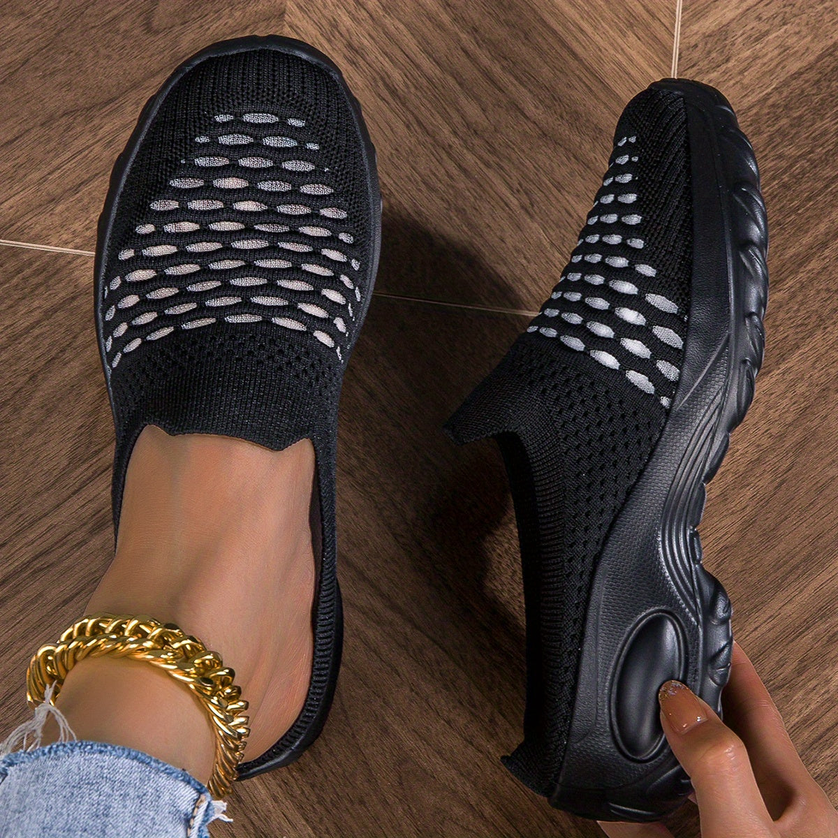 Women's Breathable Mesh Mule Sneakers, Casual Slip On Outdoor Shoes, Comfortable Sock Shoes plus size
