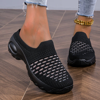 Women's Breathable Mesh Mule Sneakers, Casual Slip On Outdoor Shoes, Comfortable Sock Shoes plus size