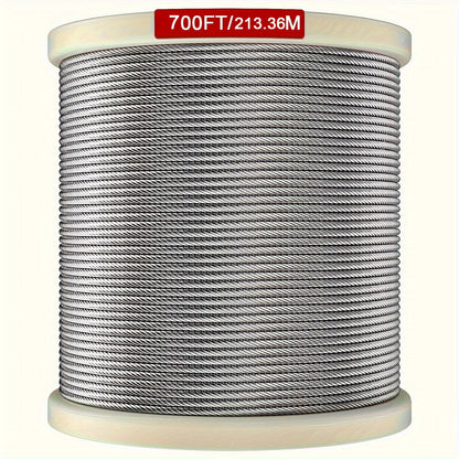 1000ft T316 Stainless Steel 1/8" Wire Rope, Marine Grade Cable for Deck Railing, 7x7 Strand Outdoor Cable Railings, Weather-Resistant Aircraft Cable for DIY Balustrade, Garden & Yard