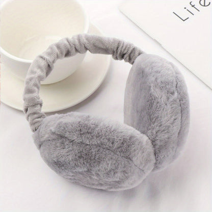 Unisex Faux Fur Earmuffs - Soft Plush Ear Warmers, Foldable Coldproof Ear Muffs, Stretch Fit, Machine Washable for Winter Outdoor Use