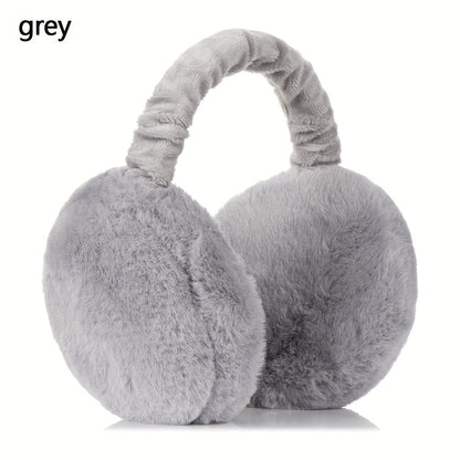 Unisex Faux Fur Earmuffs - Soft Plush Ear Warmers, Foldable Coldproof Ear Muffs, Stretch Fit, Machine Washable for Winter Outdoor Use