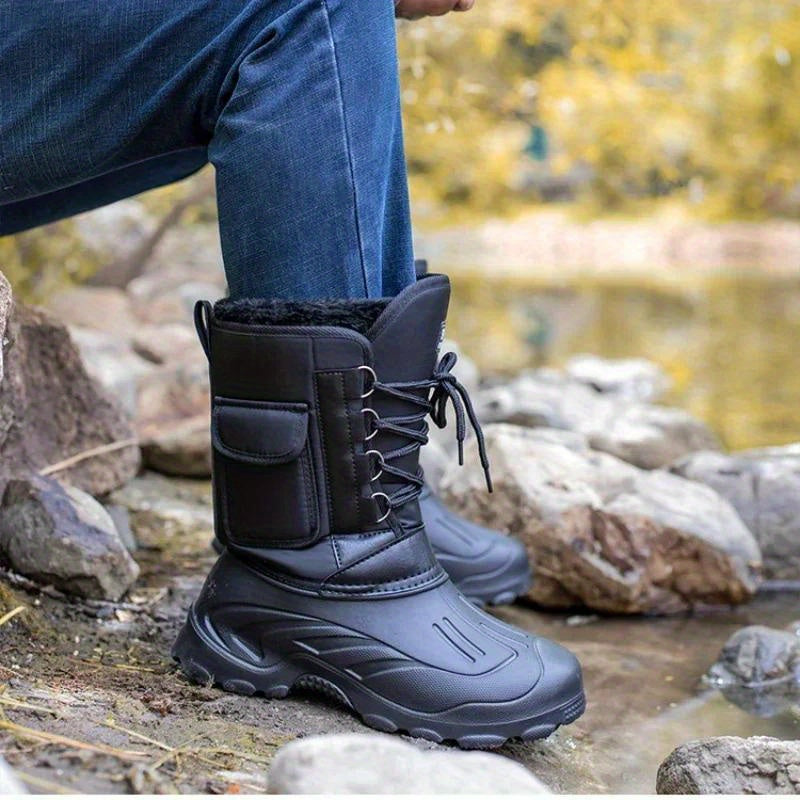 2024 New Men's Winter Boots - Waterproof, High-Top for Outdoor Activities, Fishing & Snow Work with Durable Rubber Sole