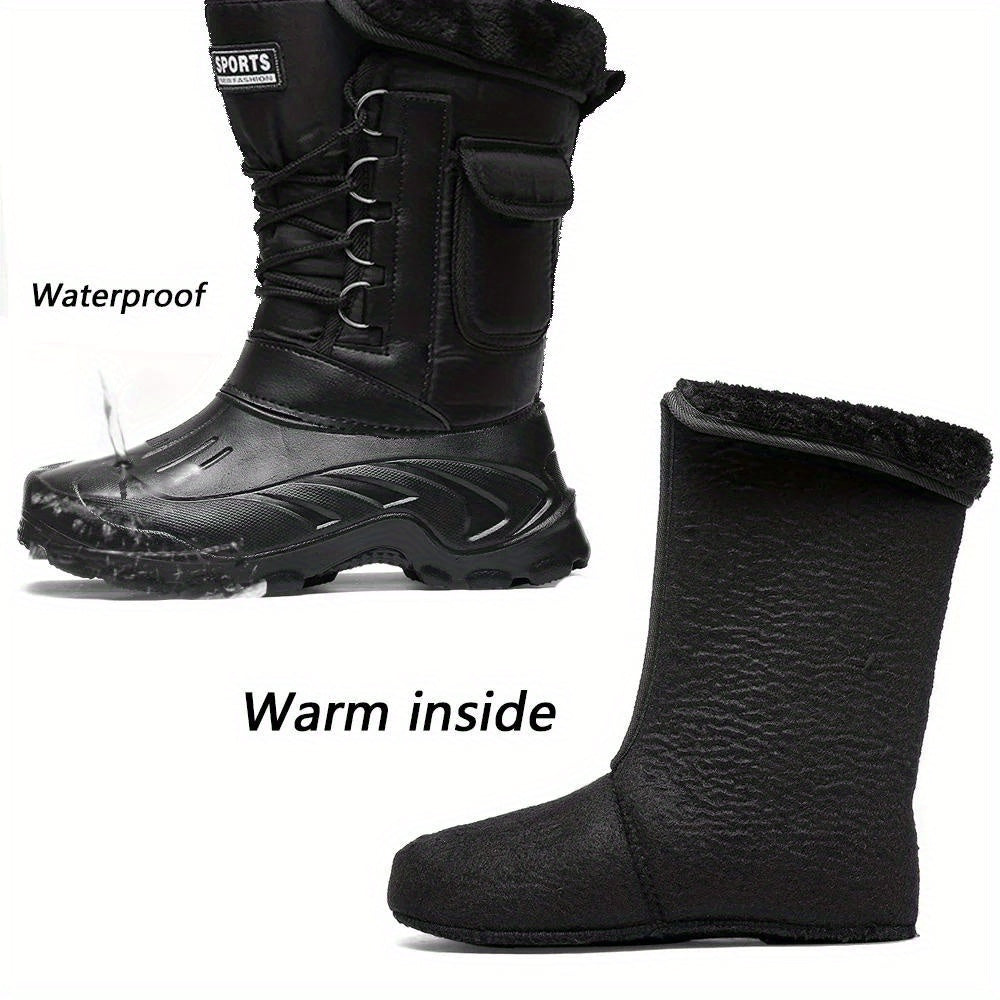 2024 New Men's Winter Boots - Waterproof, High-Top for Outdoor Activities, Fishing & Snow Work with Durable Rubber Sole