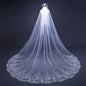 Luxurious 118" Cathedral-Length Wedding Veil with Sequin Lace Edge and Secure Comb - Elegant Sheer Tulle for Bridal Gowns, Perfect for Photography & Special Events