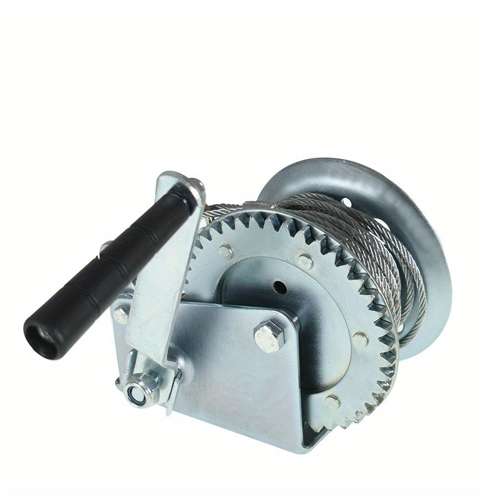 Heavy-Duty 544.31KG Hand Winch - High Carbon Steel, Silvery with 9.75meter Rope for ATVs, Trailers & Marine Use