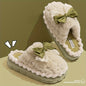 Hand Washable Comfy Women's Faux Fur Slippers - Solid Color Bowknot Accented Indoor House Shoes with EVA Sole, Fabric Upper/Lining/Insole, Slip-on Design for Casual Winter Wear - North America/Europe Exclusive