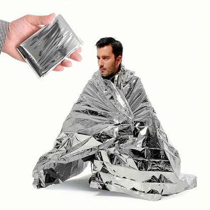 4-Pack Emergency Mylar Thermal Blankets - Durable PET Material, Heat Retention, Survival Space Blankets for Outdoor Adventures, Natural Disasters, First Aid Rescue, Waterproof, Reflective Safety Gear