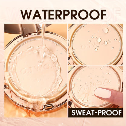 O.TWO.O 2-in-1 Soft Focus & Matte Finish Compact - Long-Lasting, Waterproof, Oil Control, Full Coverage for All Skin Types - Aloe Vera & Peony Root Infused, Natural Look Cushion Foundation, Allday Makeup|Elegant Metallic Case