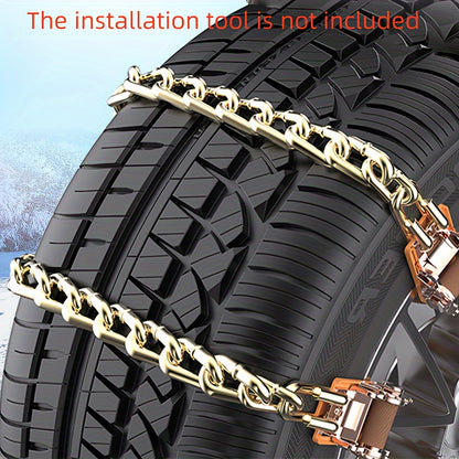 2/8pcs Universal Car Tire Traction Chains, Easy Install Anti-Slip Steel Snow Chains For Emergency Rescue