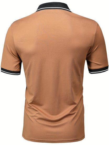 6pcs Short Sleeve Men's Fashionable Lapel Golf T-shirt, Suitable for Tennis and Commercial Entertainment, Ideal Gift