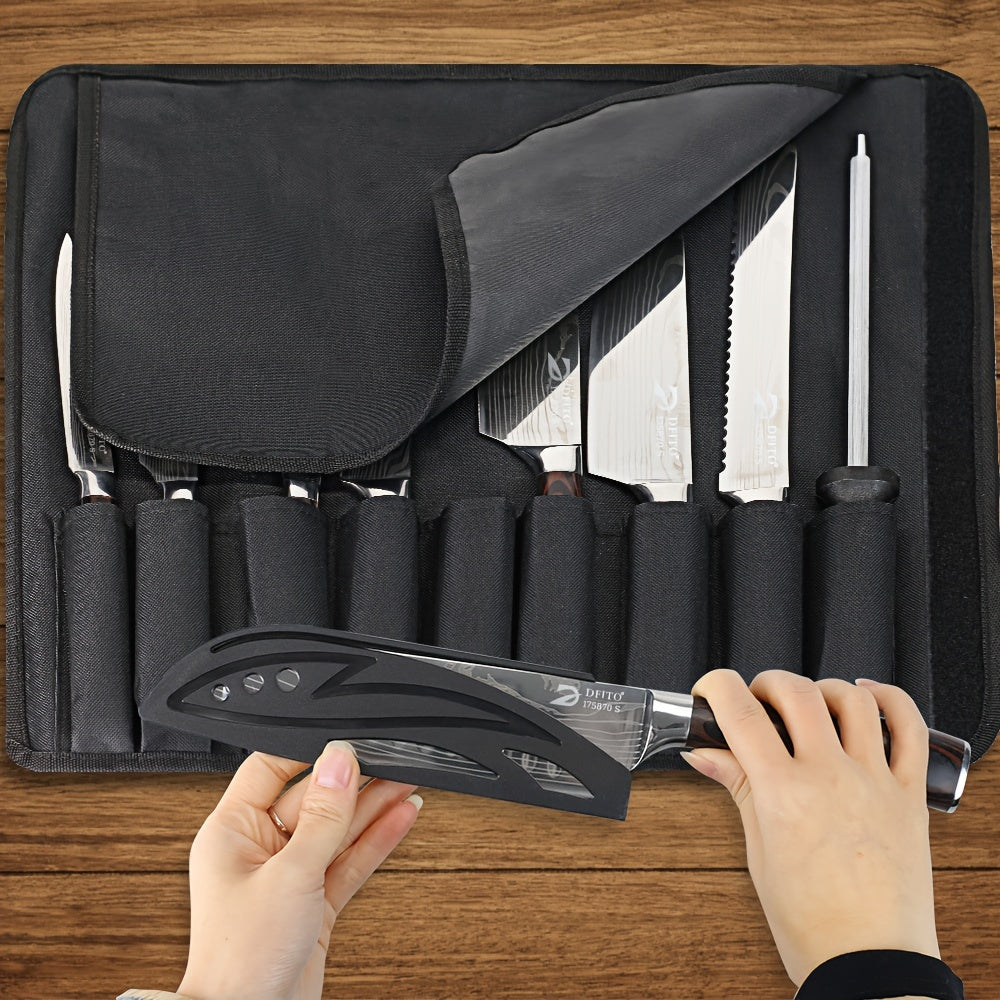 8PCS Sharp Japanese Kitchen Knives Set Professional Chef Knife Santoku Knife, Paring Knife, Cleaver Knife, Utility Knife, Bread Knife, Boning Knife, Butcher's Knife, Vegetable Knife, Fish Filleting Knife, Steak Knife With Sha