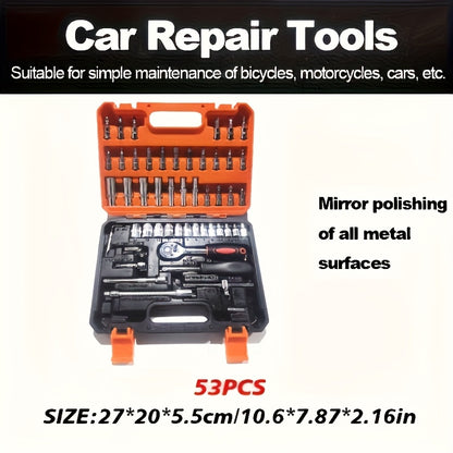 1 Set Professional Car Repair Tool Box: Portable, Durable, Easy-to-Use Ratchet Wrench Set - Suitable for Car, Ship, Motorbike Repair, Home Industrial Repair - Includes Portable Box