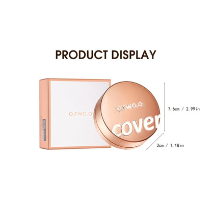 O.TWO.O 2-in-1 Soft Focus & Matte Finish Compact - Long-Lasting, Waterproof, Oil Control, Full Coverage for All Skin Types - Aloe Vera & Peony Root Infused, Natural Look Cushion Foundation, Allday Makeup|Elegant Metallic Case