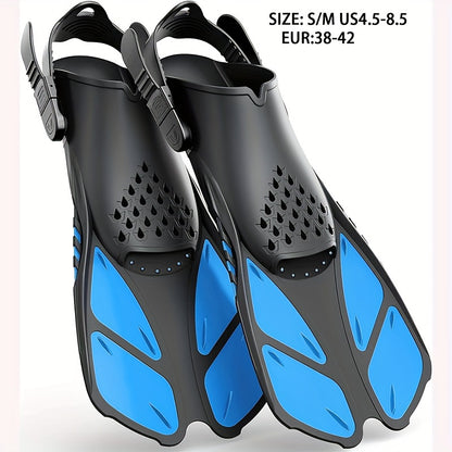 [Popular Choice] Qingsong Adjustable Snorkeling Fins with Buckles, Open Heel Design, Short Travel Swim Fins for Adults - Men and Women, Black