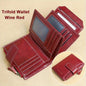 Genuine Leather RFID Blocking Wallet for Women - Stylish Bifold Card Holder with Detachable ID Window, Zipper Coin Pocket & Multiple Compartments, Red, Travel Accessory | Rfid Safe Wallet | Durable Leather, Card Holder Wallet