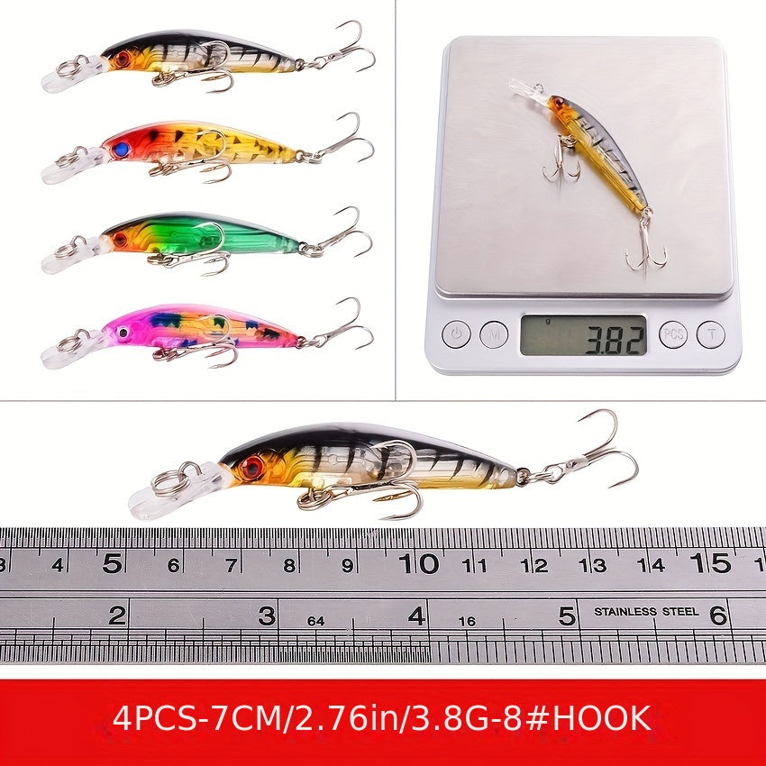 56pcs Premium Minnow Fishing Lures Kit - Hard Bait Plastic Tackle Crank Baits for Freshwater and Saltwater Fishing - Lifelike Design for Increased Catch Rates