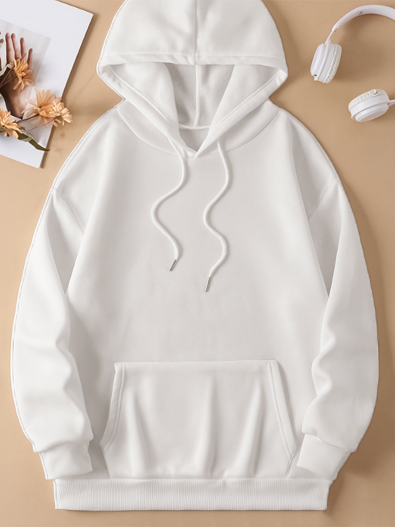 Men'S Fleece Hoodie Letter Print Kangaroo Pocket Drawstring Print Hoodie