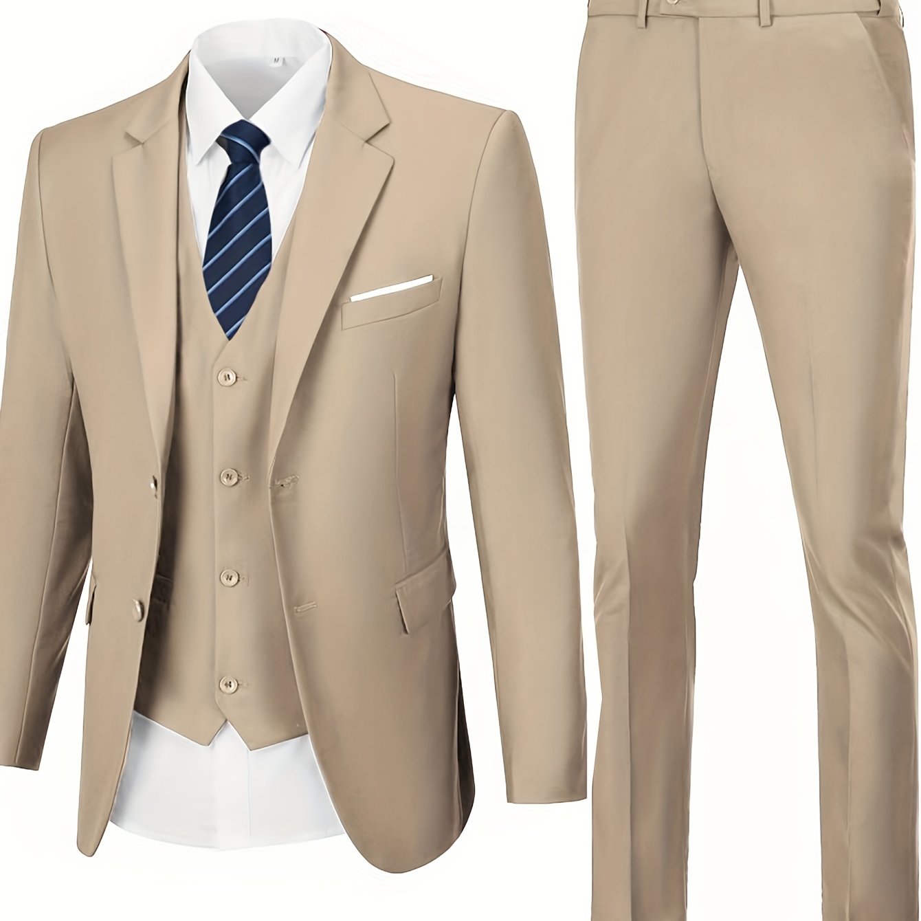 Men's Suits Set 3pcs Business Work Banquet Performance Travel Holiday Vacation Daily Birthday Gift Dress Tuxedo Jacket Coat Blazer Vest Pants Suit Set for Men Size XS-XXXL Wedding Season