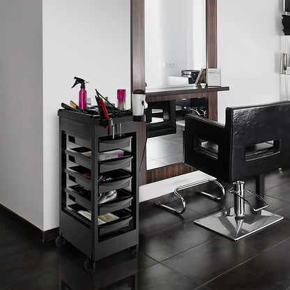 Salon Trolley Cart, Hair Styling Salon Trolley Cart With Wheels And 5 Drawers, Salon Rolling Cart For Extra Hairdresser Storage, Tool Free Rolling Salon Cart For Hair Stylist, Hairdresser, Beauty, Tattoo