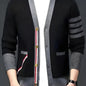 Men's New Stylish Cardigan Sweater. Autumn Patchwork Color, With A Sense Of High Class And Trendy. Loose Fit Knitted Jacket.