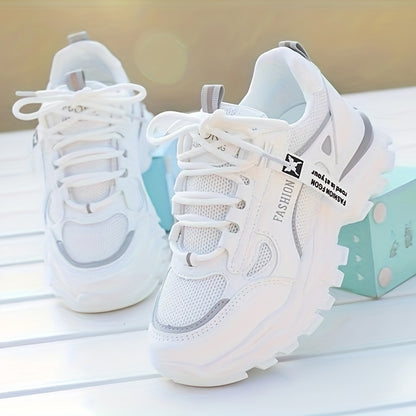 Breathable Mesh Women's Comfy Platform Sneakers, Trendy Casual Sports Shoes for Outdoor Running Trainers