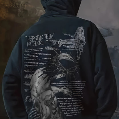Men'S Fleece Hoodie Letter Print Kangaroo Pocket Drawstring Print Hoodie