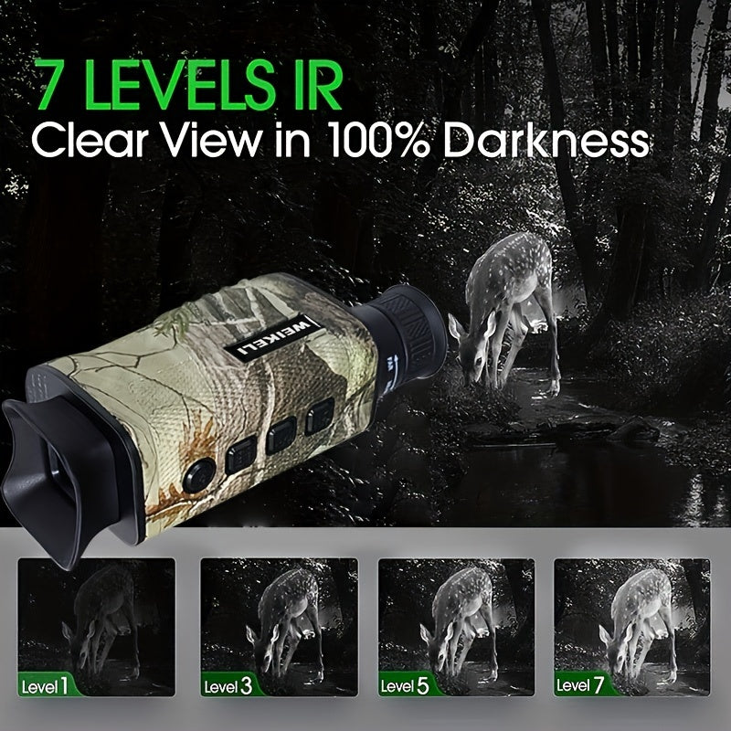 Camo Night Vision Monocular, 8X Digital Infrared Monocular Telescope With 2200mAh Rechargeable Lithium Battery, 3.91cm TFT Display Screen