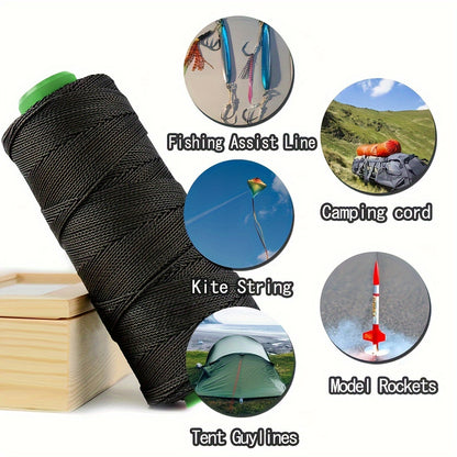 9KM Braided Kevlar Line, Black 22.68-680.39 KG Fishing Assist Rope, High Strength Kite Flying Line, Outdoor Camping Hiking Refractory Rope