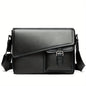 Genuine Leather Unisex Crossbody Messenger Bag - Sleek Minimalist Design with Adjustable Strap, Multiple Compartments & Metal Hardware, Black for Men & Women, Casual & Professional Use, Versatile Travel Purse | Korean Fashion