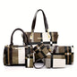 6pcs Womens Handbags Tote Bags Shoulder Bag Leather Purses Satchel Bag Top-Handle Handbag Crossbody Bag Wallet Clutch