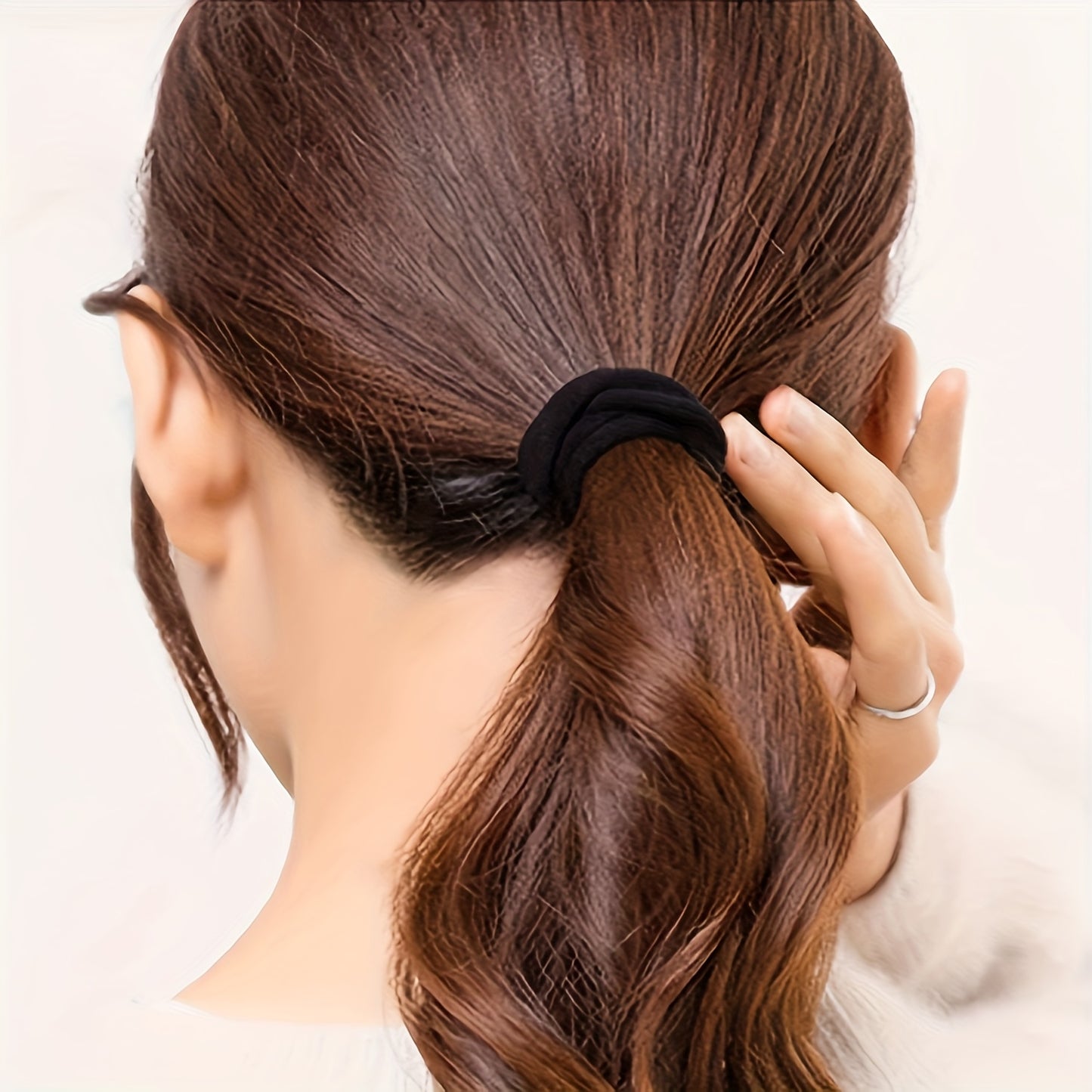 Women's Black Headband, Seamless Headband, Elastic Ponytail Fixer, No Damage to Thick Hair