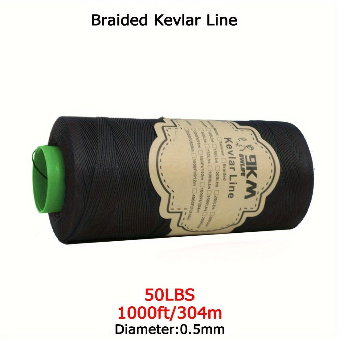 9KM Braided Kevlar Line, Black 22.68-680.39 KG Fishing Assist Rope, High Strength Kite Flying Line, Outdoor Camping Hiking Refractory Rope