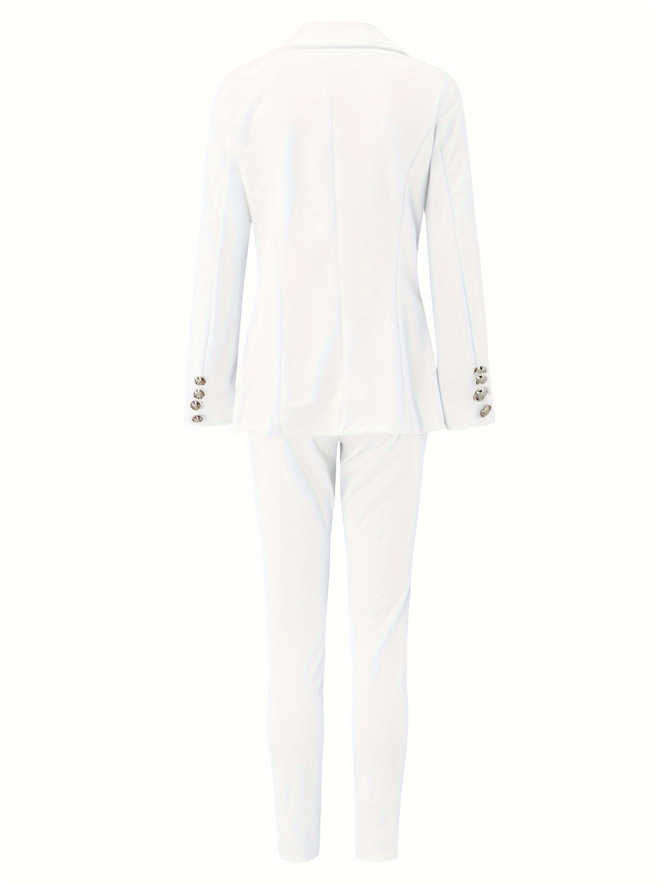 Business Casual Two-piece Set, Double-breasted Lapel Blazer & Slim Pants Outfits, Women'S Clothing