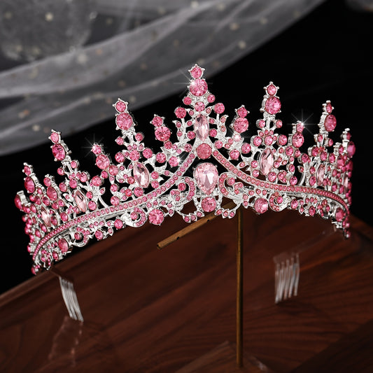1pc Golden Metal Zinc Alloy Rhinestones Crown Party Queen Hair Decoration, Elegant Crystal Princess Crown Bride Wedding Tiara for Women, ideal choice for gifts