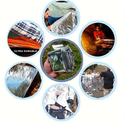 4-Pack Emergency Mylar Thermal Blankets - Durable PET Material, Heat Retention, Survival Space Blankets for Outdoor Adventures, Natural Disasters, First Aid Rescue, Waterproof, Reflective Safety Gear