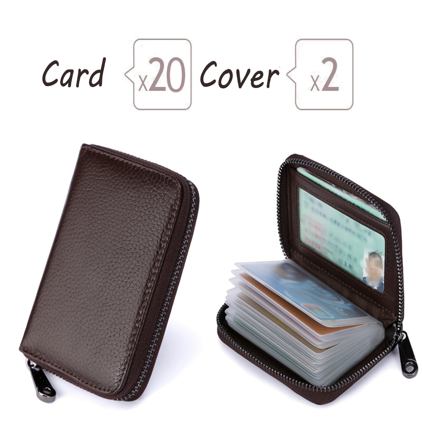 1pc, Stylish Large Capacity Multi-Slot Card Holder – Unisex Synthetic Leather Wallet with Detachable ID Window, Anti-Theft Zipper Closure, Compact Design in Black, Blue, Pink, Purple & More, Perfect Gift for Professionals,