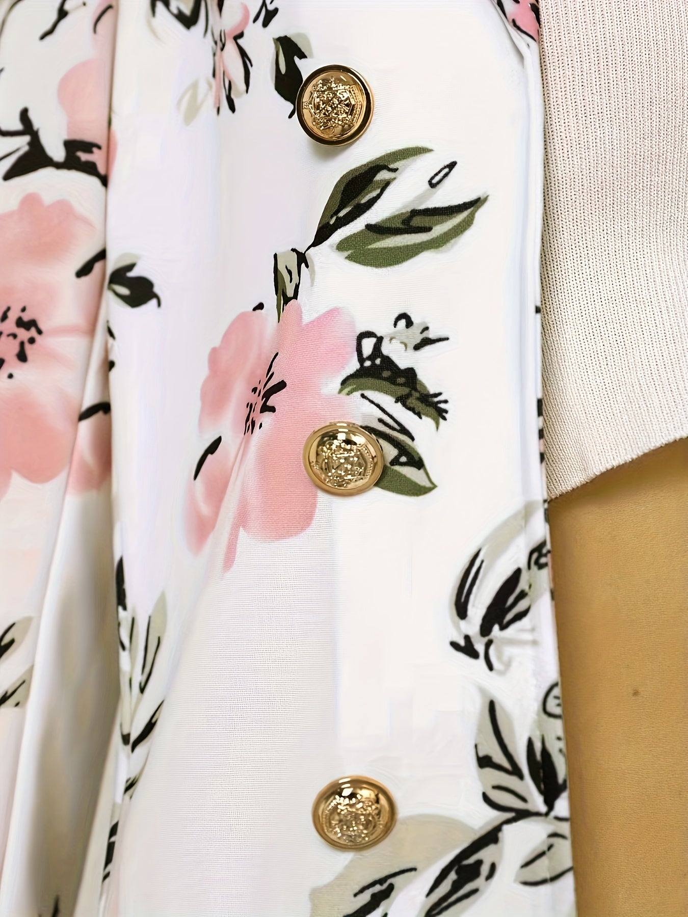 Elegant Two-piece Set, Fashionable Double Breasted Lapel Suit Jacket And High Waisted Floral Print Mini Skirt, New Women's Set