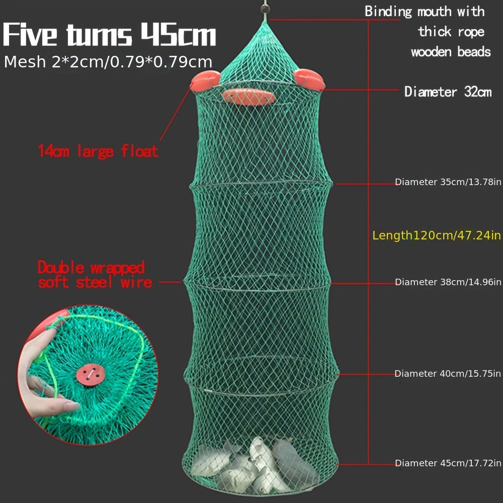 1pc Floating Fish Protection Net, Quick-drying Folding Fish Cage, Bold Braided Fish Basket For Sea Fishing