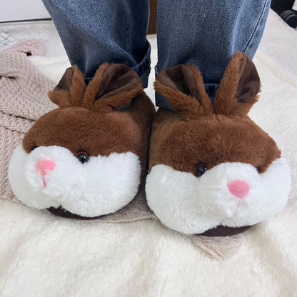 Cozy Bunny Slippers - Plush Indoor/Outdoor Shoes, Cute Gray Rabbit Design with Floppy Ears & Pink Inner Lining, Soft Fabric Upper & Rubber Sole, Perfect for Bedroom or Gift, Outdoor Slippers | Comfortable Slippers | Rubber So