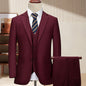 Men'S 3pcs Business Style Suit, Two Button Lapel Jacket Vest Trouser Set Solid Color Wedding Business Tuxedo Suit