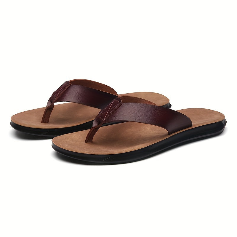 MAGIC LIONS-Comfortable and Durable Brown Men'S Business Casual Slippers - Indoor/Outdoor Beach Sandals.Men'S Synthetic Thong Sandals, Casual Non Slip Flip-flops Shoes ToePost Sandals For Indoor Outdoor Beach, Spring And Summ