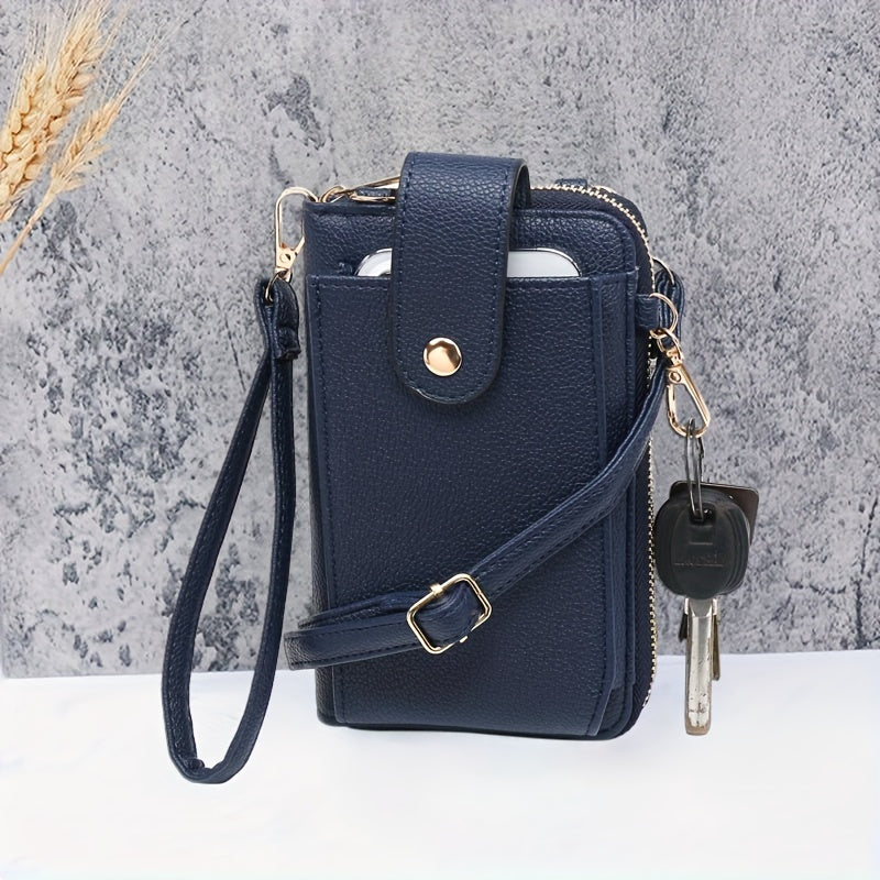 RAGSTO Women's Compact Crossbody Phone Wallet - Chic Mini Shoulder Bag with Adjustable Strap, Multiple Credit Card Slots & Zipper Closure, Black & Brown Geometric Pattern, Perfect Valentine's Day Gift for Her, Casual Crossbod