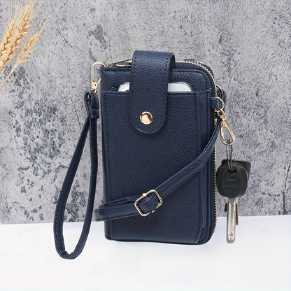 RAGSTO Women's Compact Crossbody Phone Wallet - Chic Mini Shoulder Bag with Adjustable Strap, Multiple Credit Card Slots & Zipper Closure, Black & Brown Geometric Pattern, Perfect Valentine's Day Gift for Her, Casual Crossbod