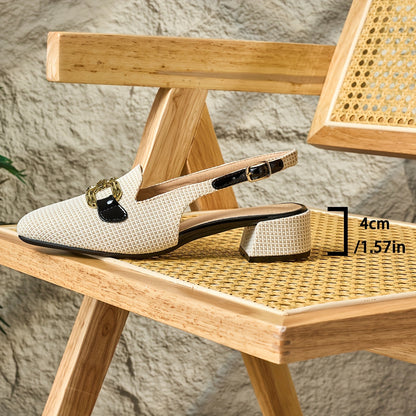 Chic French-Inspired Women's Mary Jane Pumps - Versatile Square Toe, Chunky Heel with Buckle Detail, Comfortable Faux Cover for All Seasons