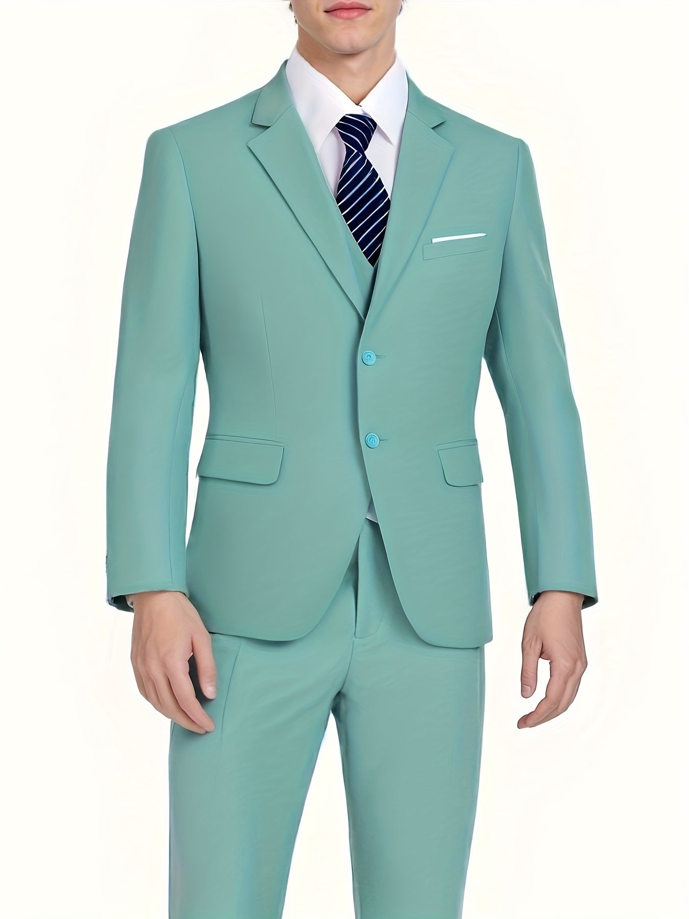 Pyiuhs Men's Suit 3pcs Wedding Party Suits 2 Buttons Slim Fit Tuxedo Set for Men Prom Casual Business for Man Jacket Blazer Vest Pant