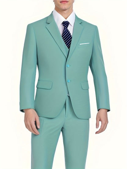Pyiuhs Men's Suit 3pcs Wedding Party Suits 2 Buttons Slim Fit Tuxedo Set for Men Prom Casual Business for Man Jacket Blazer Vest Pant